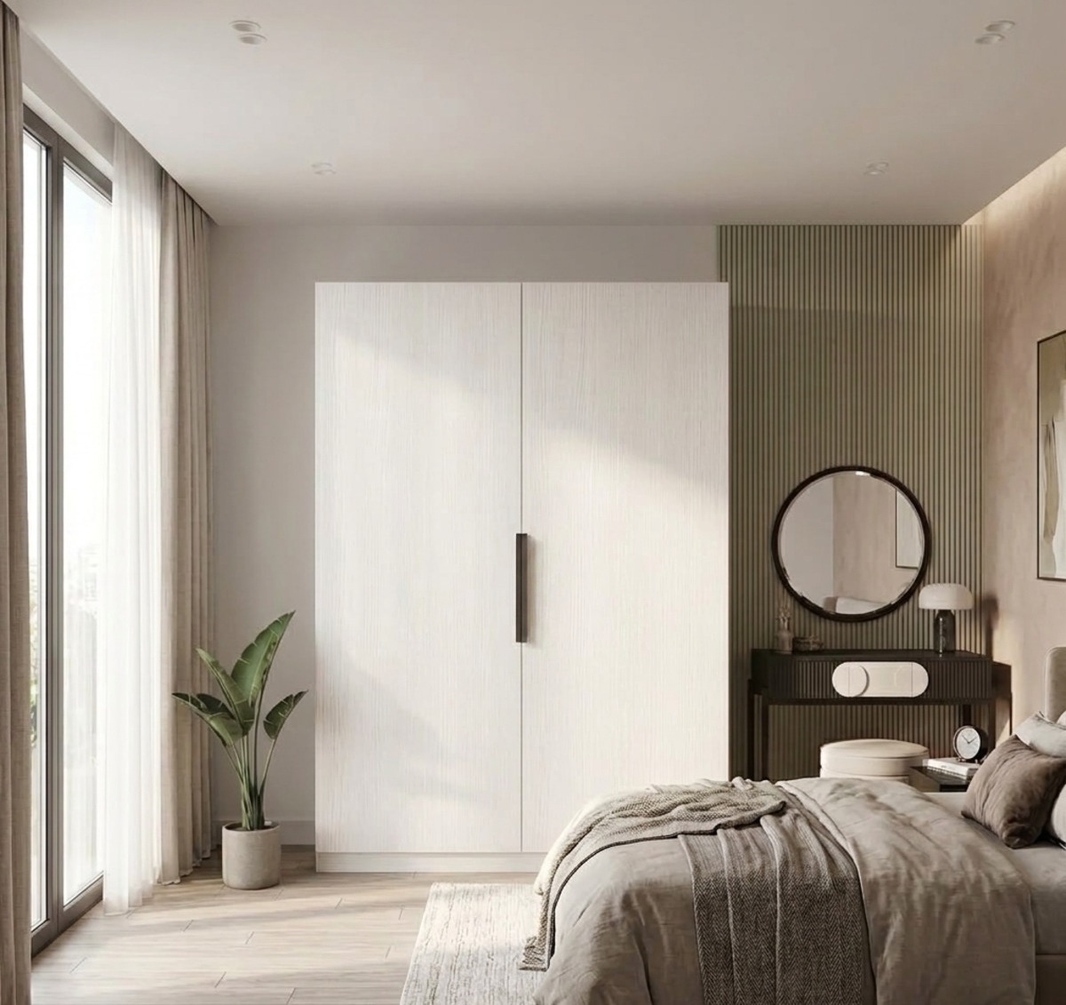 %100 MDF 2 Kapaklı Geniş Dolap - 2 Kapaklı Gardrop
