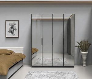 %100 MDF 4 Komple Ayna Kapaklı Gardrop - Görsel 1