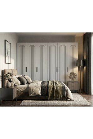 %100 MDF Gardrop 6 Kapılı Ahşap Renk Gövde Bol Raflı - Görsel 2