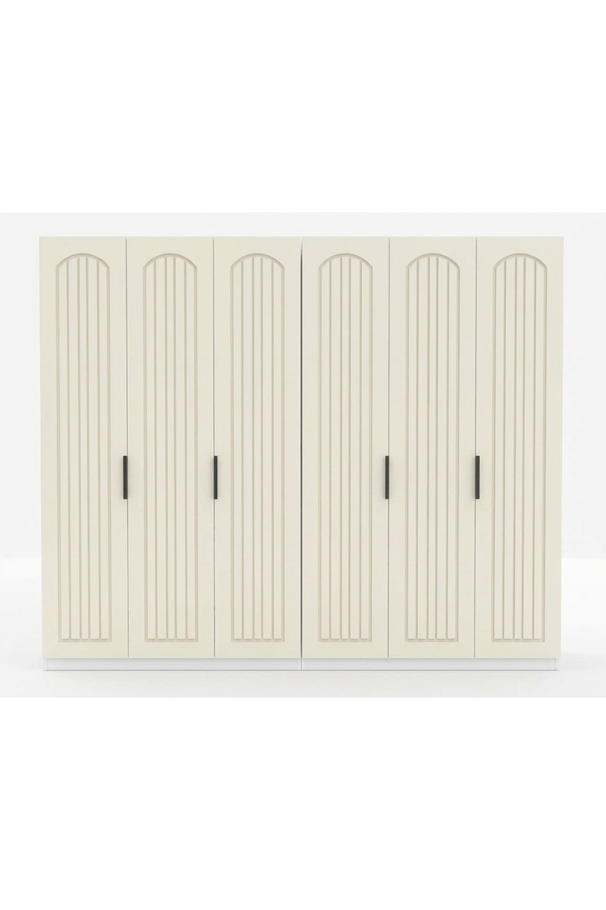 %100 MDF Gardrop 6 Kapılı Ahşap Renk Gövde Bol Raflı - 6 Kapaklı Gardrop