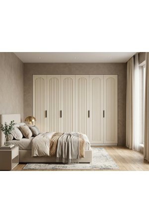 %100 MDF Gardrop 6 Kapılı Ahşap Renk Gövde Bol Raflı - Görsel 2