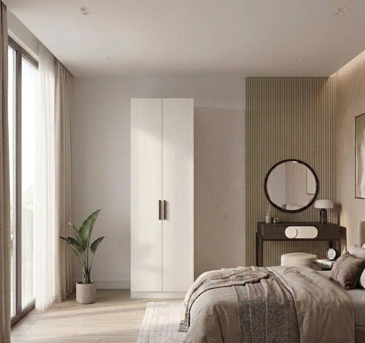 2 Kapaklı 2 Çekmeceli Gardırop MDF