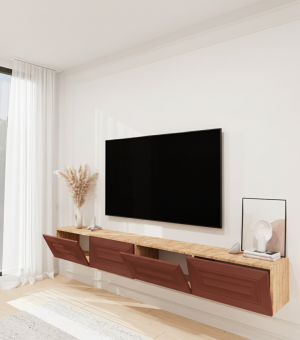 240 Cm Tv Sehpası Kiremit Kırmızı - Görsel 2