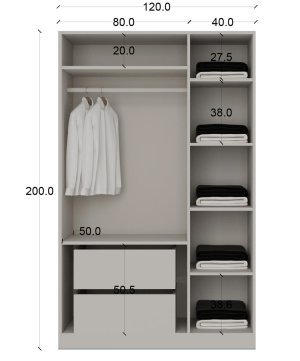 3 Füme Cam Kapılı Gardırop Çekmeceli İçi Komple MDF - Görsel 2