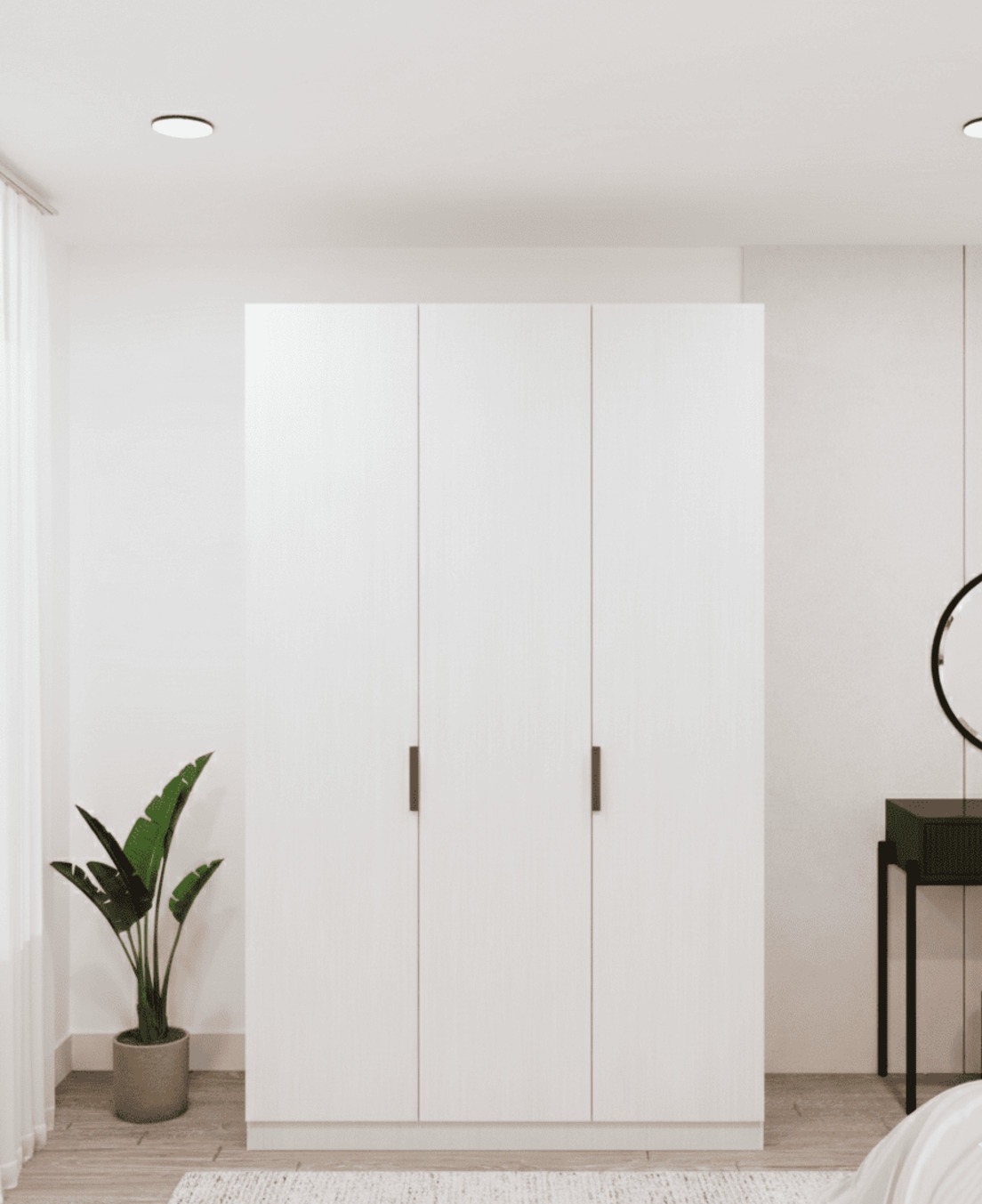 3 kapaklı 2 çekmeceli Gardırop Beyaz %100 MDF - 3 Kapaklı Gardrop