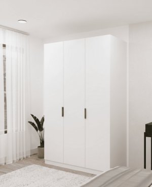3 kapaklı 2 çekmeceli Gardırop Beyaz %100 MDF - Görsel 2