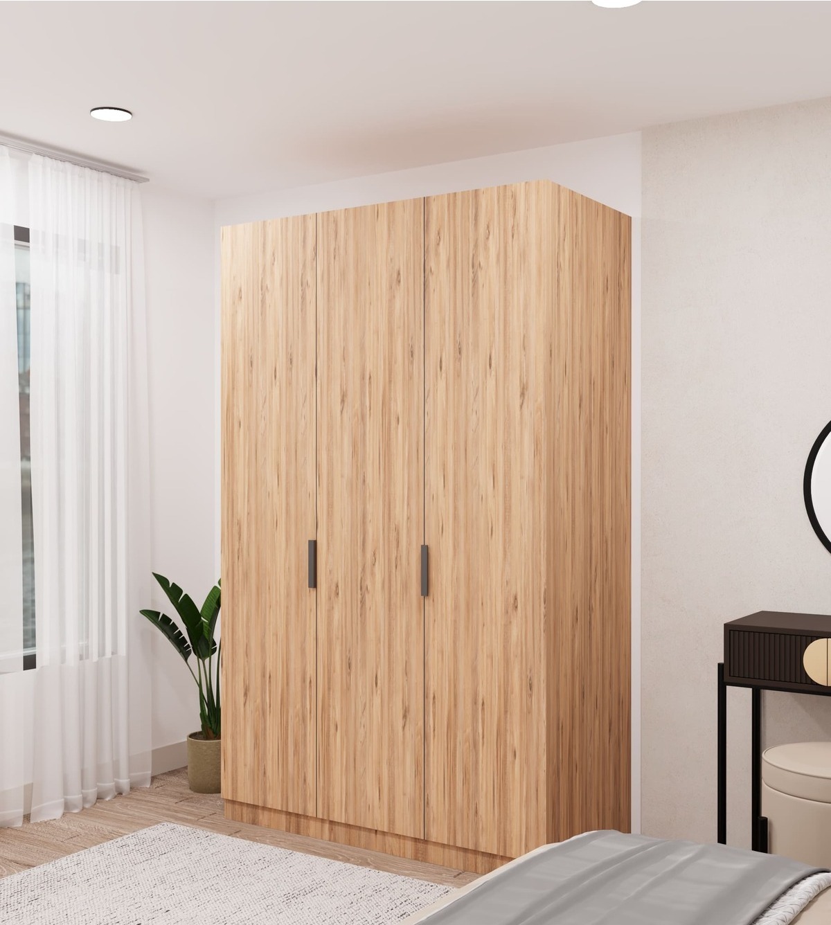 3 Kapaklı Ahşap Dolap Komple Mdf - 3 Kapaklı Gardrop