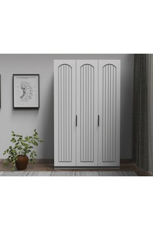 3 Kapaklı Ahşap Gardrop Membran Kapaklı İçi Komple MDF