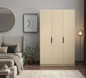 3 Kapaklı Country Dolap Tırtıklı Desen - Görsel 1