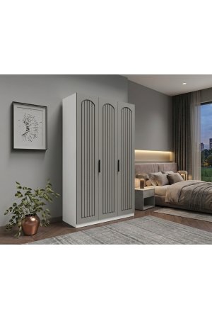 3 Kapaklı Giysi Dolabı Country Model Komple MDF