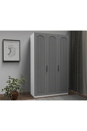 3 Kapaklı Giysi Dolabı Country Model Komple MDF - Görsel 4