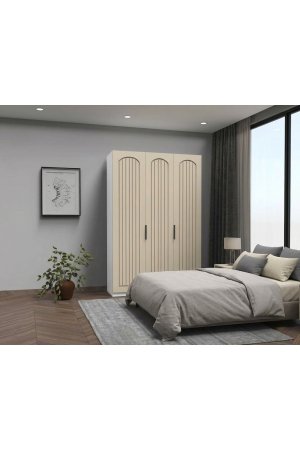3 Kapaklı Giysi Dolabı Country Model Komple MDF