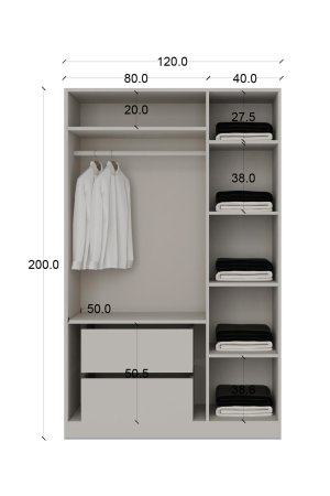 3 Kapaklı Giysi Dolabı Country Model Komple MDF - Görsel 2