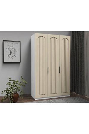 3 Kapaklı Giysi Dolabı Country Model Komple MDF - Görsel 3