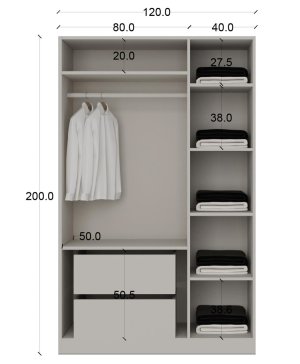 3 Kapılı 2 çekmeceli %100 MDF Ahşap Gardrop - Görsel 3