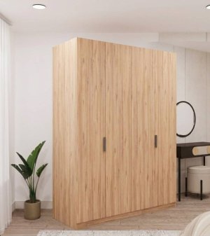 4 Kapakli 2 Çekmeceli Dolap Atlantik Çam Komple MDF - Görsel 2