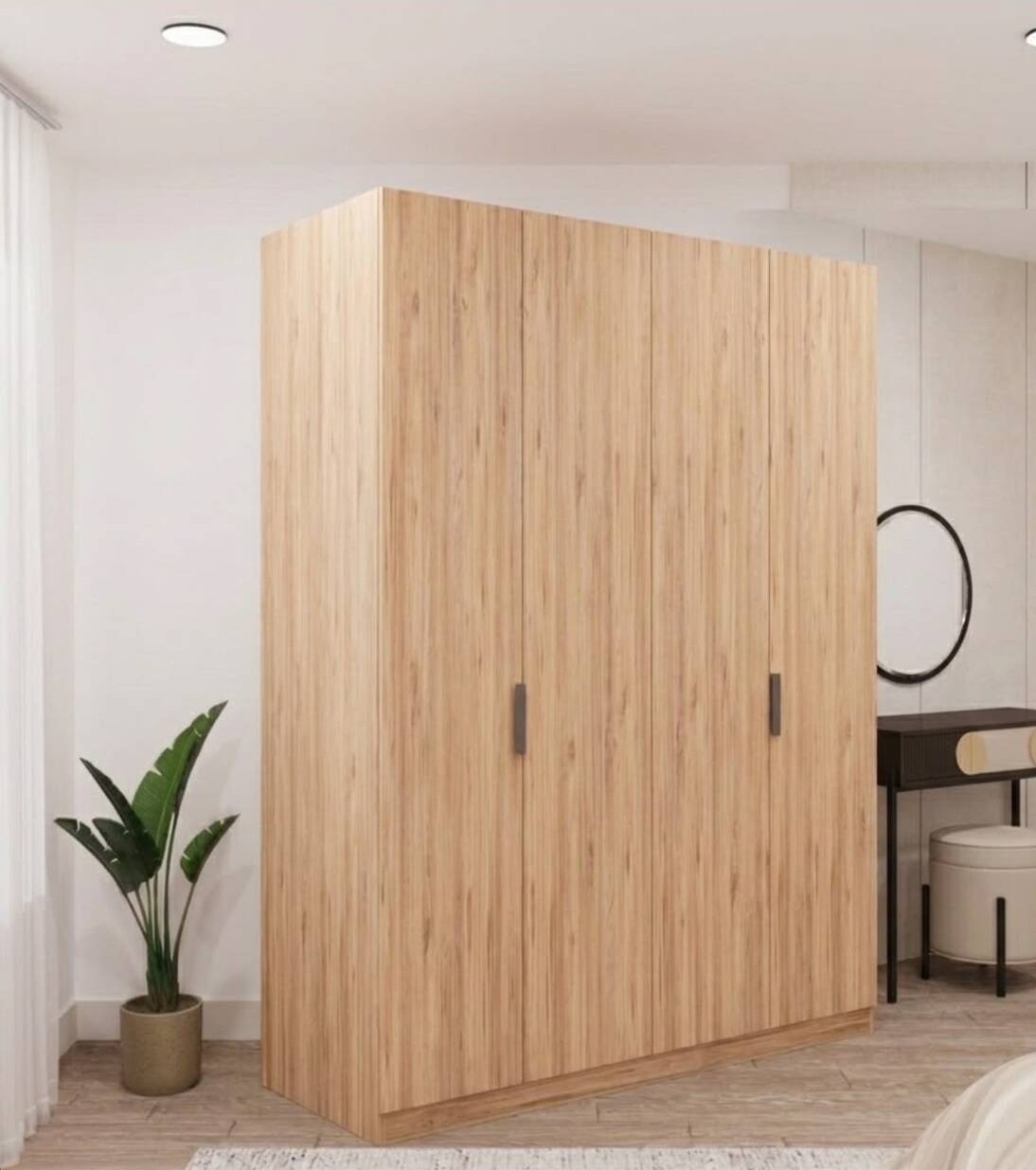 4 kapaklı Komple Mdf Gardrop Ahşap Renk