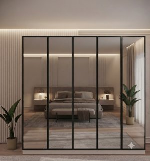 5 kapaklı Aynalı Gardırop %100 MDF Gövde - Görsel 2