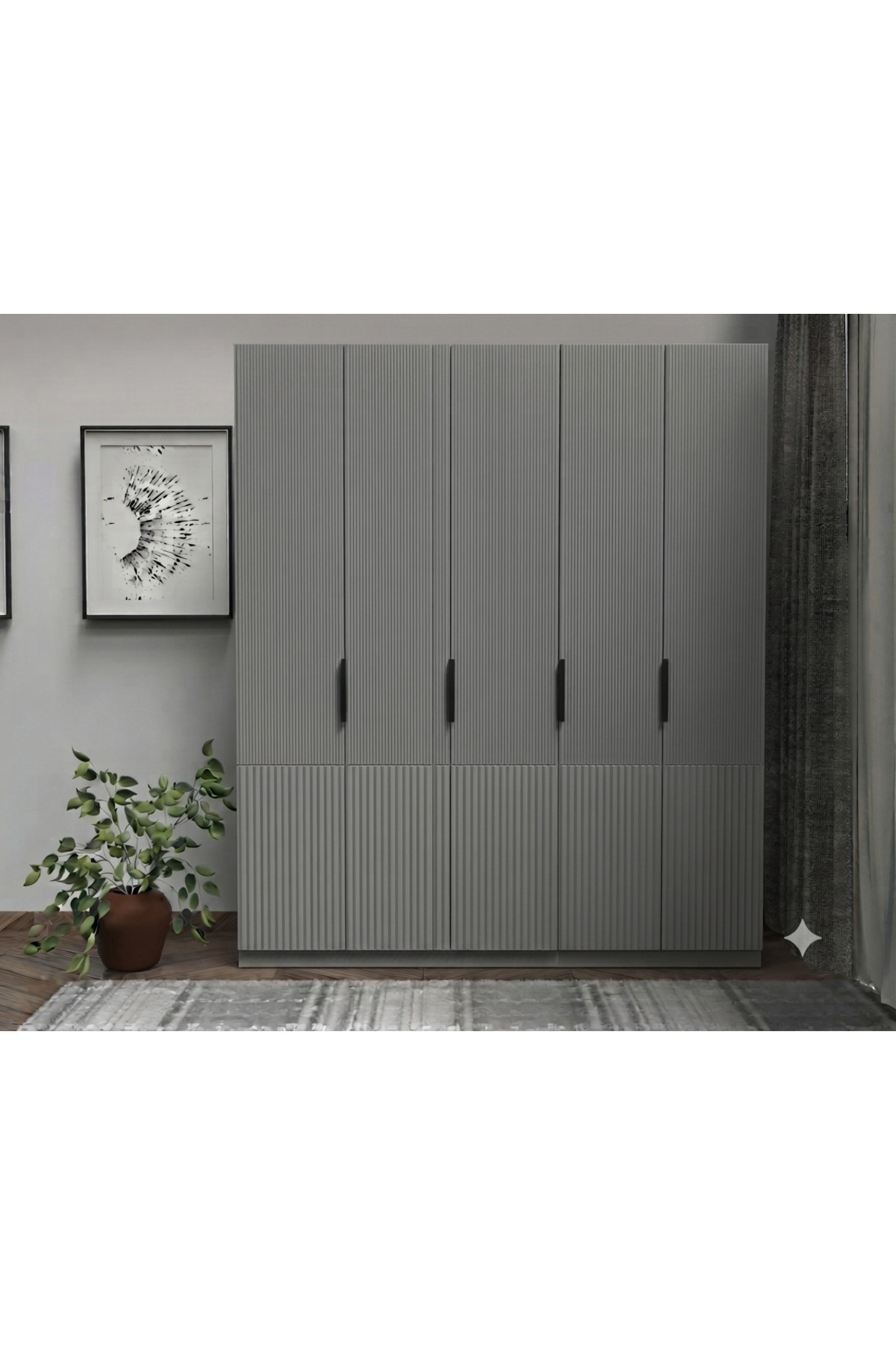 5 kapaklı Yatak Odası Dolabı %100 MDF - 5 Kapaklı Gardrop