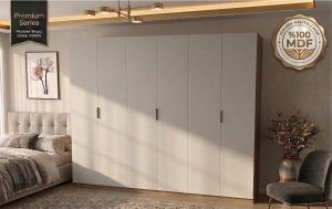 6 Kapaklı Gardırop Beyaz Komple MDF - Görsel 2