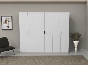 6 Kapaklı Gardırop Beyaz Komple MDF - Görsel 3