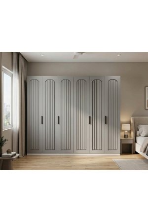 6 Kapaklı MDF Gardırop 240 cm Genişlik 10 Raflı