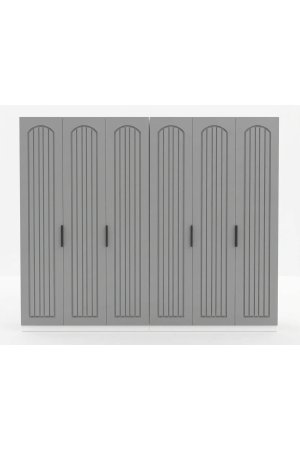 6 Kapaklı MDF Gardırop 240 cm Genişlik 10 Raflı - Görsel 2