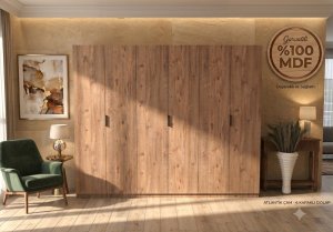 6 Kapılı Ceviz Gardrop %100 MDF - Görsel 3