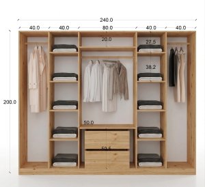6 Kapılı Ceviz Mdf Gardrop Kapaklar Membran - Görsel 3