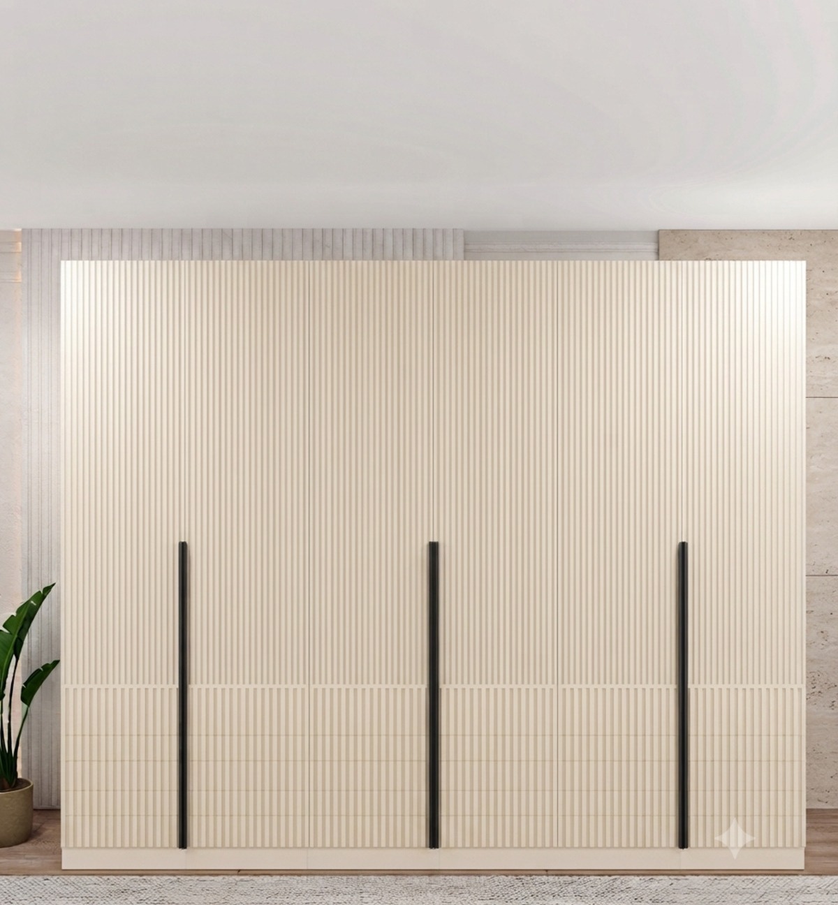 6 Kapılı Ceviz Mdf Gardrop Kapaklar Membran - 6 Kapaklı Gardrop