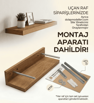 Antrasit Dekoratif Duvar Rafı | MDF Uçan Raf Ölçüye Özel - Görsel 2