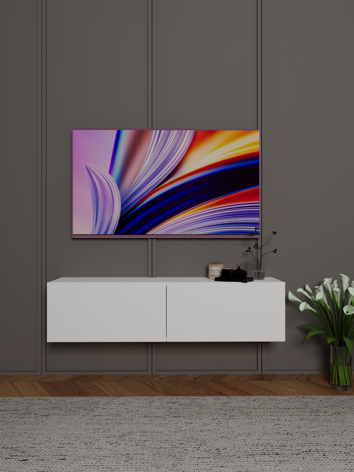 Beyaz Tv Ünitesi Küçük 120 Cm
