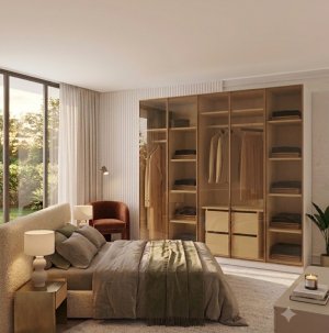 Bronz Camlı 5 Kapılı Gardırop Gövde Tamamı MDF - Görsel 1
