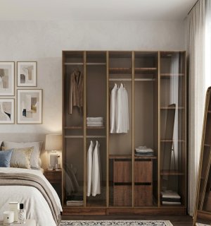 Cam Kapaklı Gardrop 5 Kapılı Komple MDF - Görsel 2