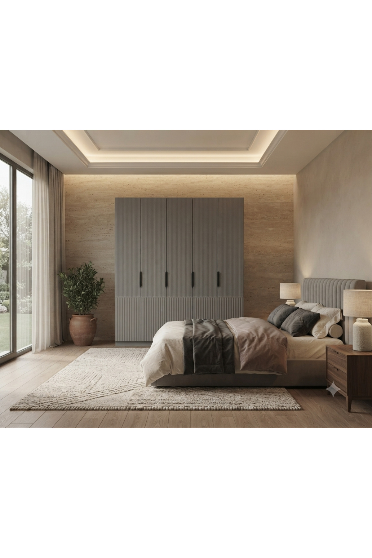 Country 5 kapılı Gardrop Komple MDF - 5 Kapaklı Gardrop
