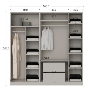 Füme Camlı 5 Kapaklı Dolap İçi Beyaz %100 MDF - Görsel 3