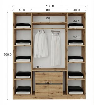 Komple Mdf 4 Kapaklı Dolap Ahşap Renk - Görsel 3