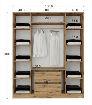 Komple Mdf 4 Kapaklı Dolap Ahşap Renk - Görsel 3