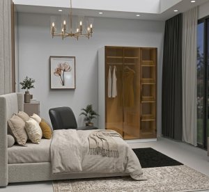 Temperli Bronz Cam Kapaklı Gardrop 3 Kapılı %100 MDF