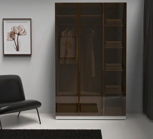 Temperli Bronz Cam Kapaklı Gardrop 3 Kapılı %100 MDF - Görsel 3