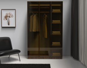Temperli Bronz Cam Kapaklı Gardrop 3 Kapılı %100 MDF