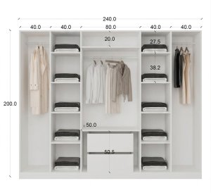 Tırtıklı Desen Mdf Gardrop 6 Kapılı - Görsel 3